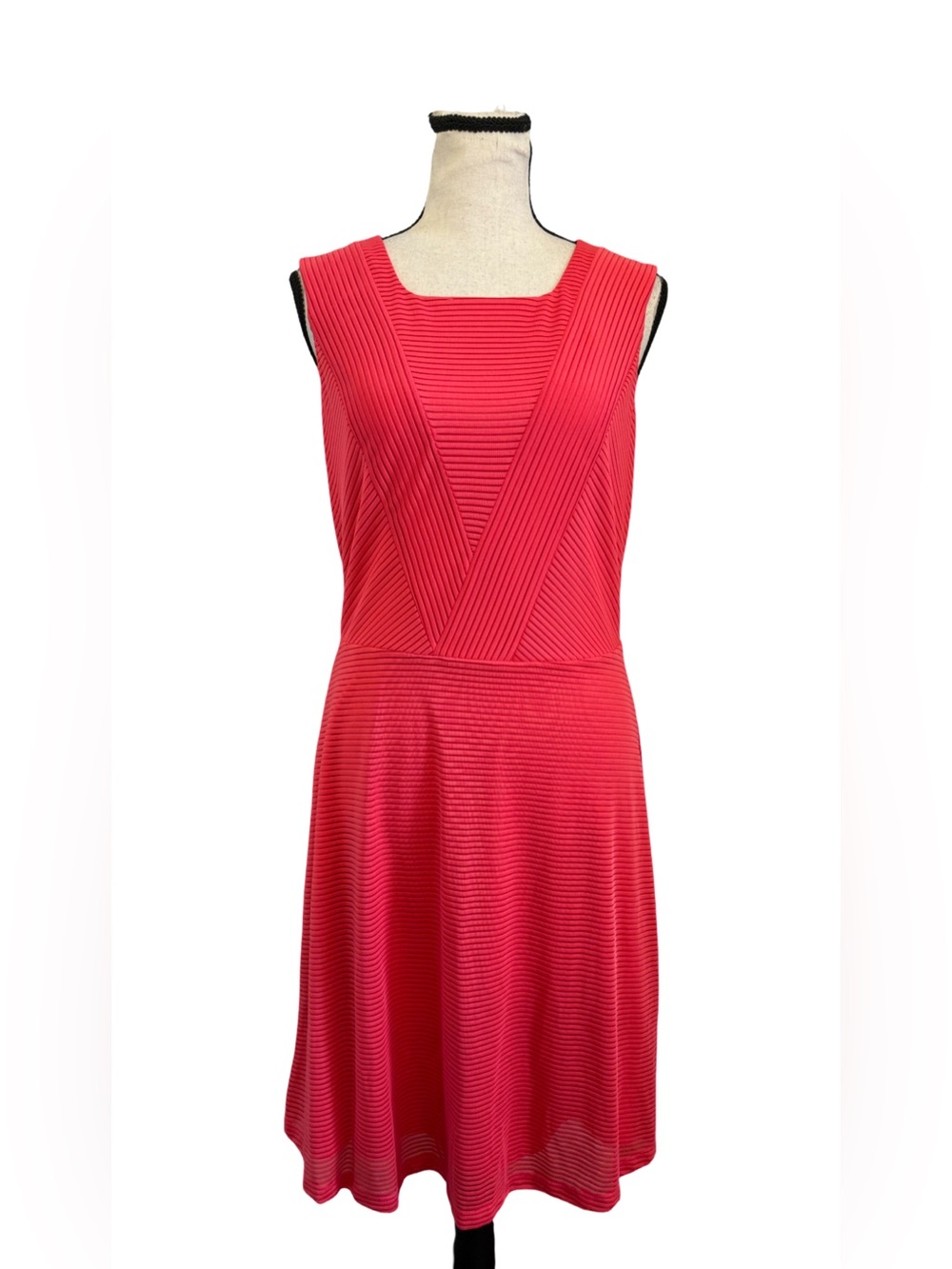 Marc New York Andrew Marc Coral Ribbed Fit & Flare Sleeveless Dress Small